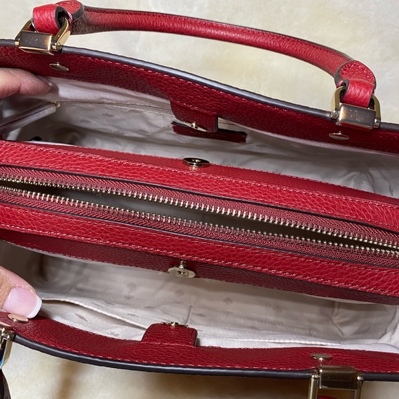NWT! Kate Spade Leila Medium Triple Compartment Satchel Red Currant - Picture 5 of 8